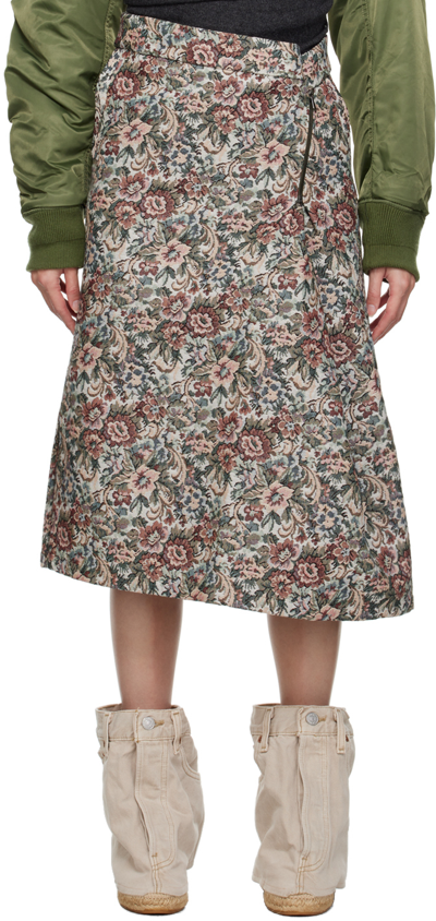 Shop Bless Multicolor Floral Midi Skirt In Flower