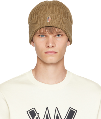 Shop Moncler Beige Logo Beanie In 248 Beige