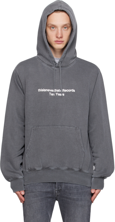 Thisisneverthat Gray 'ten Years Records' Hoodie In Charcoal | ModeSens