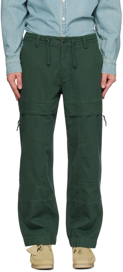Shop Thisisneverthat Green Zip Cargo Pants