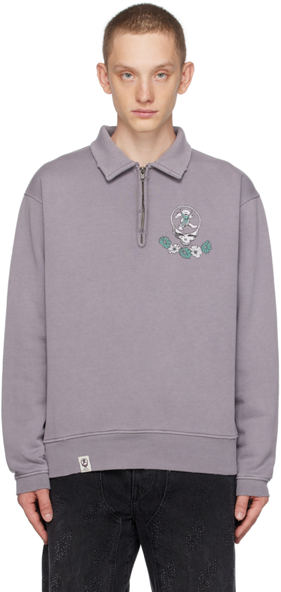 Shop Thisisneverthat Purple Half-zip Sweater