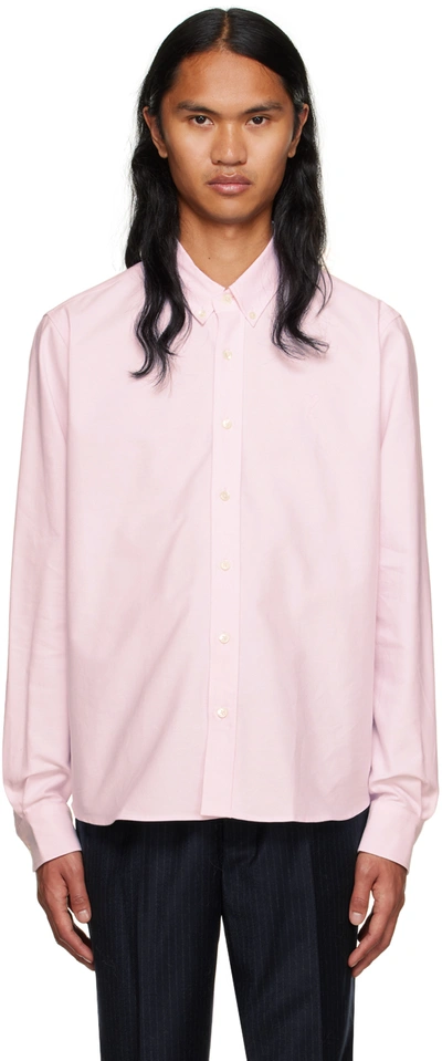 Shop Ami Alexandre Mattiussi Pink Spread Collar Shirt In Powder Pink/679