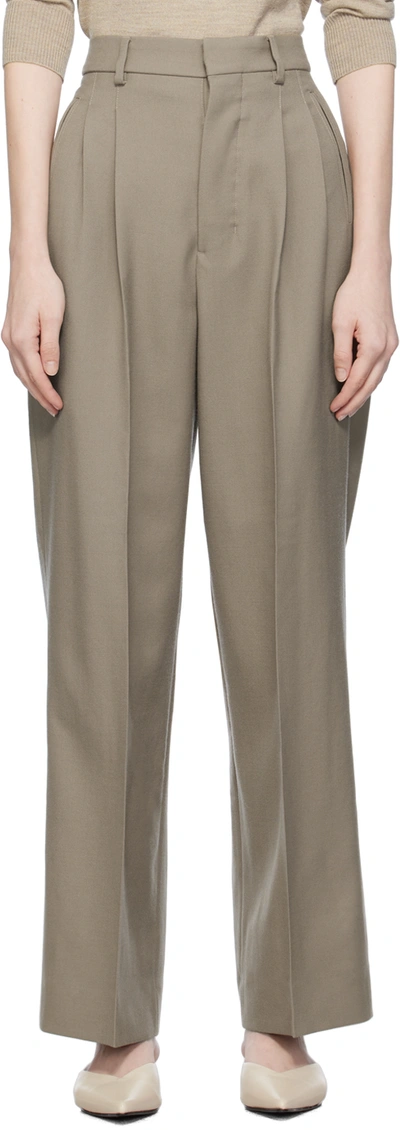 Shop Ami Alexandre Mattiussi Taupe Straight-fit Trousers In Taupe/281