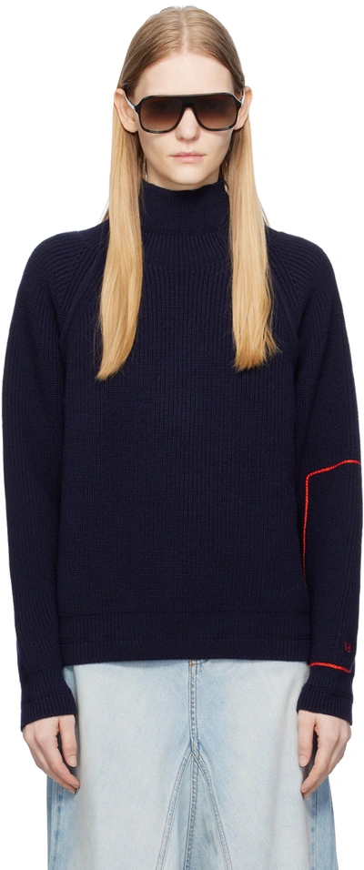 Shop Victoria Beckham Navy Oversized Sweater In Navy 550