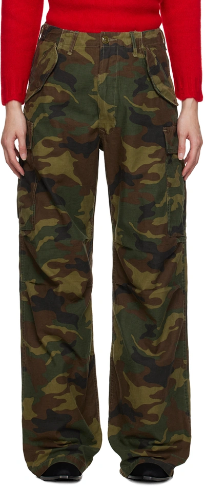 Shop R13 Green Camouflage Trousers In Olive