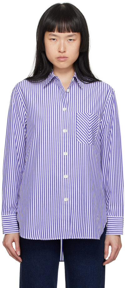 Rag & Bone Icons Maxine Striped Cotton-poplin Shirt In Blustripe