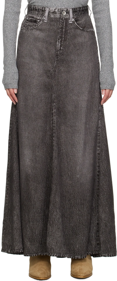 Shop Rag & Bone Gray Trompe L'oeil Midi Skirt In Blk Magic
