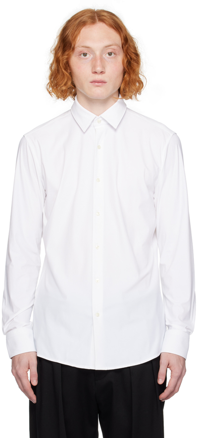 Shop Hugo Boss White Spread Collar Shirt In White 100