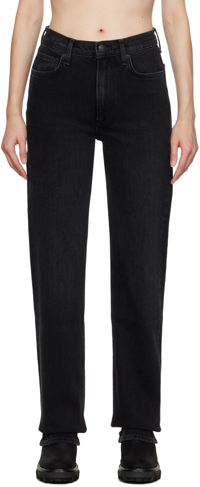 Rag & Bone High-waisted Slim Fit Jeans In Worn Black