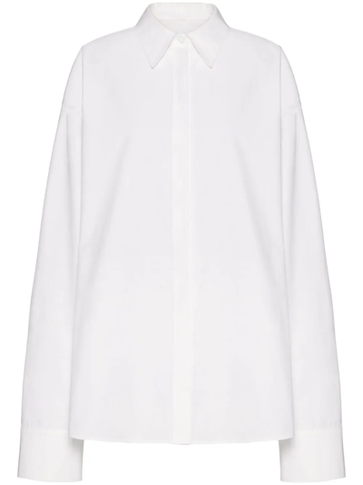 Shop Valentino Camicia In Compact Popeline In White
