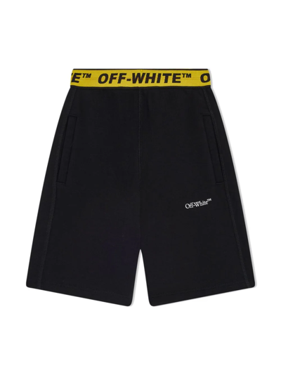Shop Off-white Shorts In Felpa Con Banda Logata In Black
