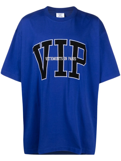 Shop Vetements Vip Logo T-shirt In Blue