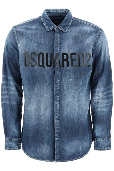 Shop Dsquared2 Dan D2 Relax Denim Shirt In Blue (light Blue)