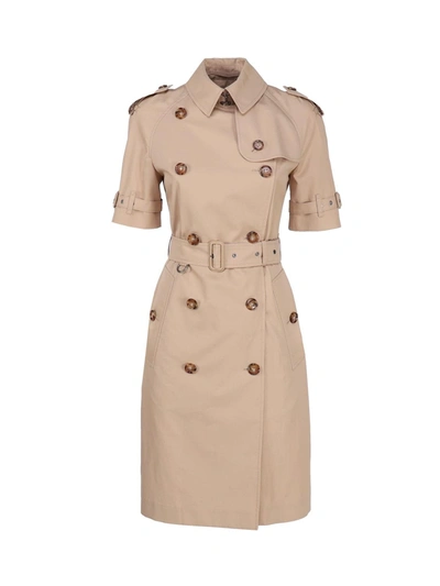 Shop Burberry Trench Model Dress In Pale Fawn