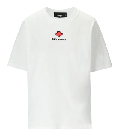 Shop Dsquared2 Easy Fit White T-shirt In Bianco