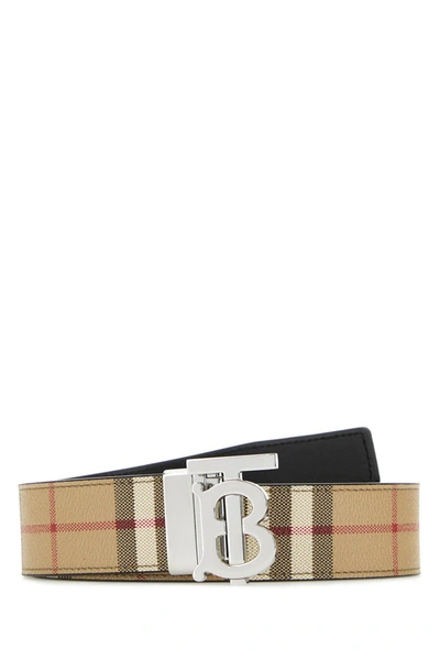 Shop Burberry Printed Canvas Belt In Archive Beige Silver