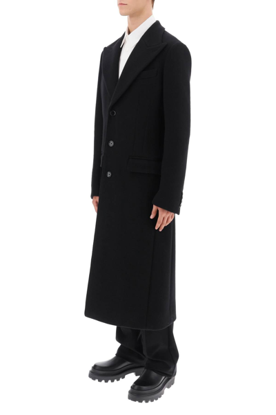 Shop Dolce & Gabbana Techno-wool Deconstructed Coat In Black