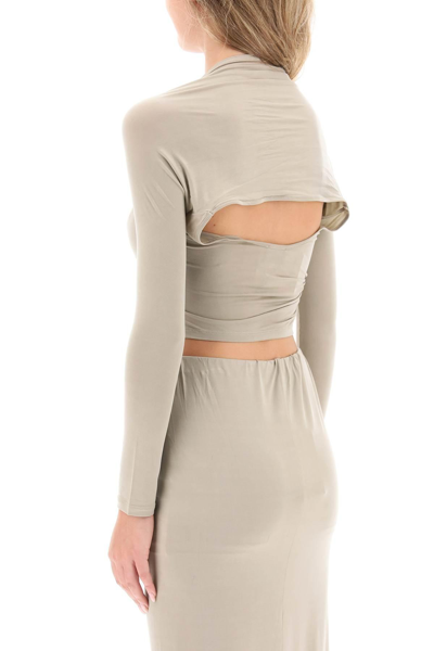 Shop Jacquemus Le Haut Peplo Top Cropped Top In Khaki