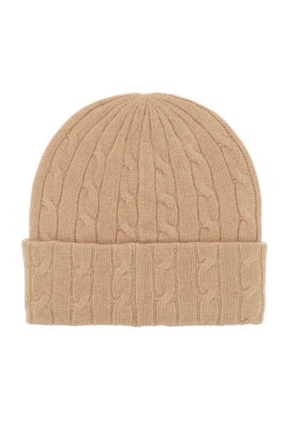 Shop Polo Ralph Lauren Cable-knit Cashmere And Wool Beanie Hat In Beige