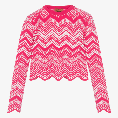 Shop Missoni Girls Pink Knitted Zigzag Sweater