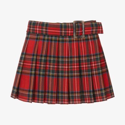 Shop Dolce & Gabbana Girls Red Wool Tartan Skirt