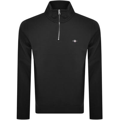 Shop Gant Shield Logo Half Zip Sweatshirt Black