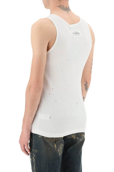 Shop Dolce & Gabbana Distressed Rib Tank Top With Patch In White