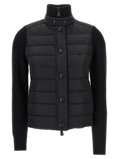 Shop Moncler Bimaterial Cardigan Sweater, Cardigans Black