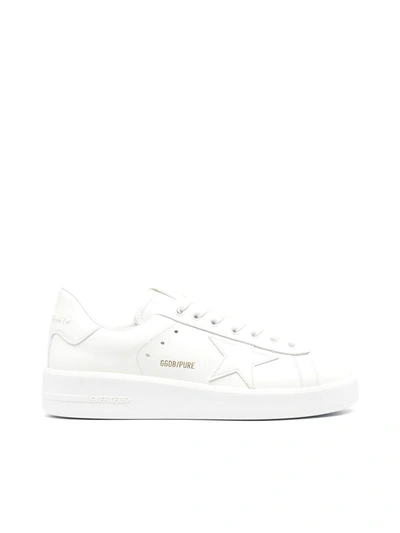Golden Goose Pure Star Leather Upper Star And Heel In Optic White