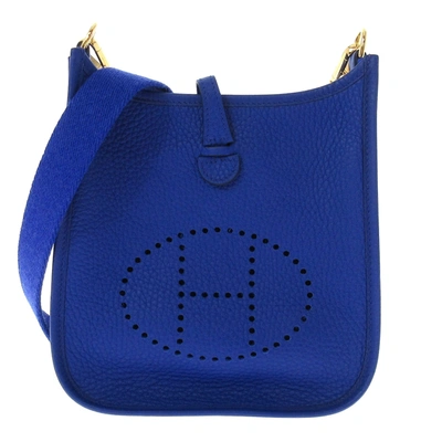 HERMES. Evelyne light blue leather shoulder bag.. Hermès…