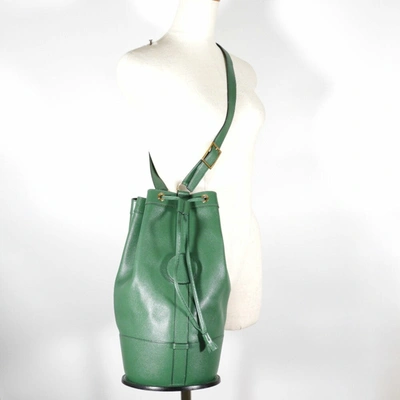 Shop Hermes Hermès Green Leather Shopper Bag ()