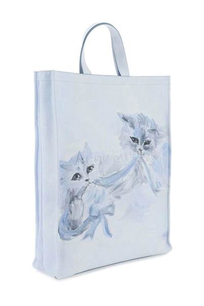 Shop Acne Studios Tote Bag With Print In Blue