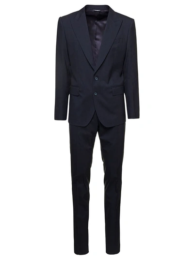 Shop Dolce & Gabbana Blue Essential Suitblazer And Trousers  In Wool Man