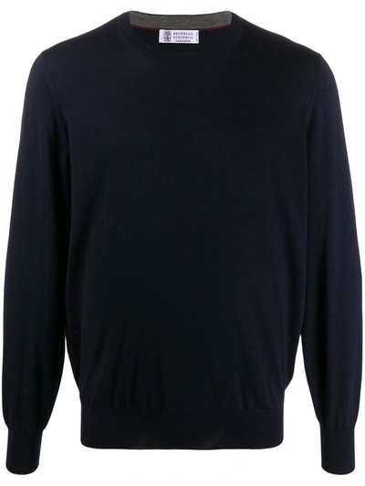 Shop Brunello Cucinelli - Shirt In Navy+grigio Scuro
