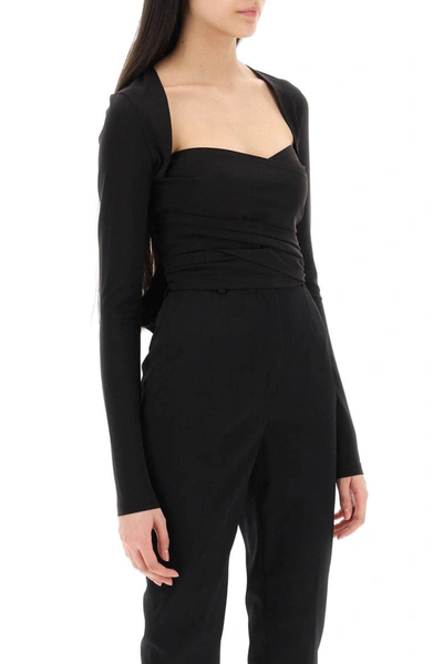 Shop Dolce & Gabbana Milano Stitch Jersey Shrug In Black