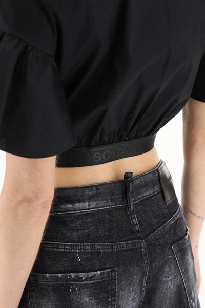 Shop Dsquared2 Cropped Cotton Shirt In Black