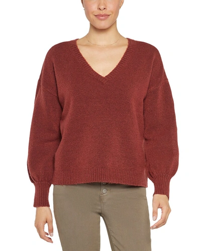 Shop Nydj V-neck Sweater In Brown