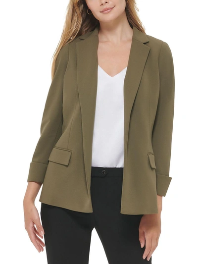 Shop Calvin Klein Petites Womens Cuffed Notch Collar Open-front Blazer In Multi