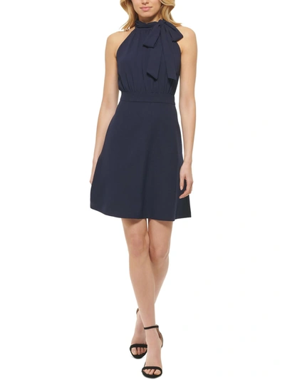 Shop Vince Camuto Petites Womens Chiffon Halter Cocktail And Party Dress In Blue