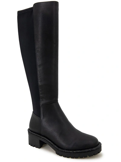 Shop Kenneth Cole Reaction Tate Jewel Stretch Womens Block Heel Side Zip Knee-high Boots In Black
