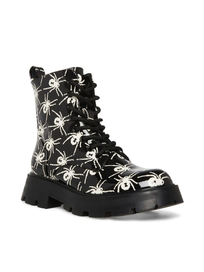 Shop Betsey Johnson Johnny Womens Zipper Patent Combat & Lace-up Boots In Multi