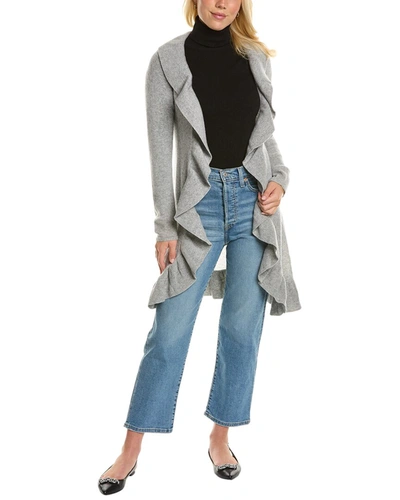 Shop Hannah Rose Long Ruffle Wool & Cashmere-blend Cardigan In Grey