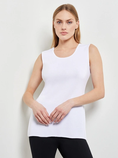 Shop Misook Long Classic Knit Tank Top In White