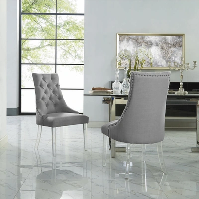 Shop Inspired Home Hester Linen Acrylic Leg Dining Chair Set Of 2, Light Grey