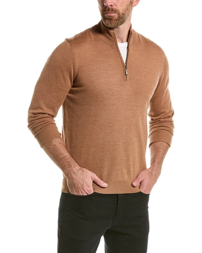 Shop Mette Merino Wool 1/4-zip Mock Sweater In Brown