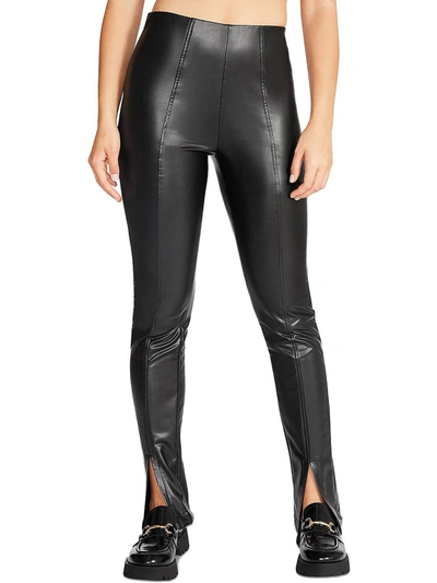 Shop Steve Madden Anastasia Womens Faux Leather Split Hem Leggings In Black