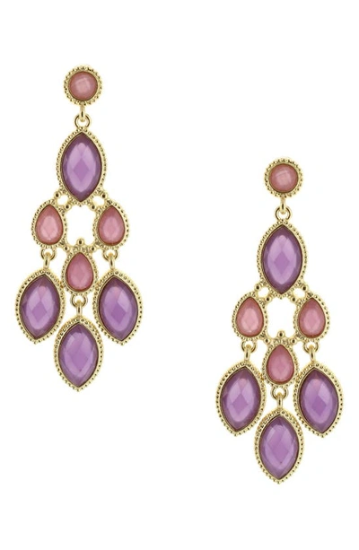 Shop Olivia Welles Rose Chandelier Earrings In Purple