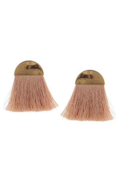 Shop Olivia Welles Sabina Cotton Thread Statement Earrings In Pink