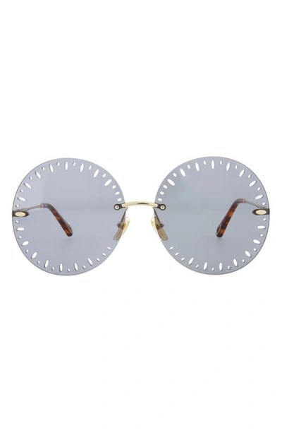 Shop Chloé Novelty 63mm Oversize Round Sunglasses In Gold Light Blue
