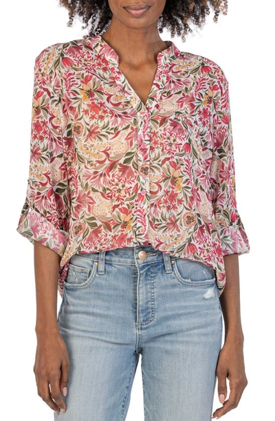 Shop Kut From The Kloth Jasmine Chiffon Button-up Shirt In Clermont-ivo/fu